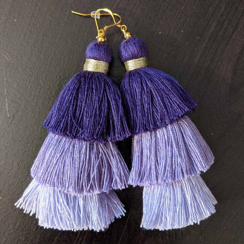 Large Purple Tassel Earrings
